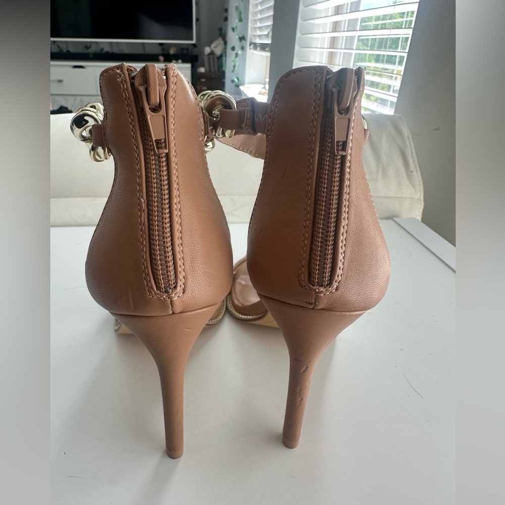 Tan Chain-Embellished Heels - Picture 7 of 8